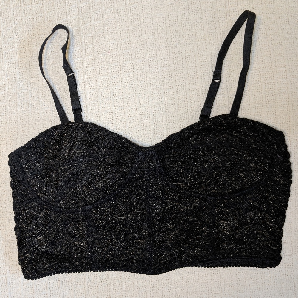 Black/Gold Metallic Bustier Crop Top